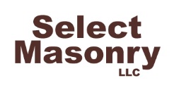 The image displays the logo of Select Masonry LLC in bold, brown text on a white background.